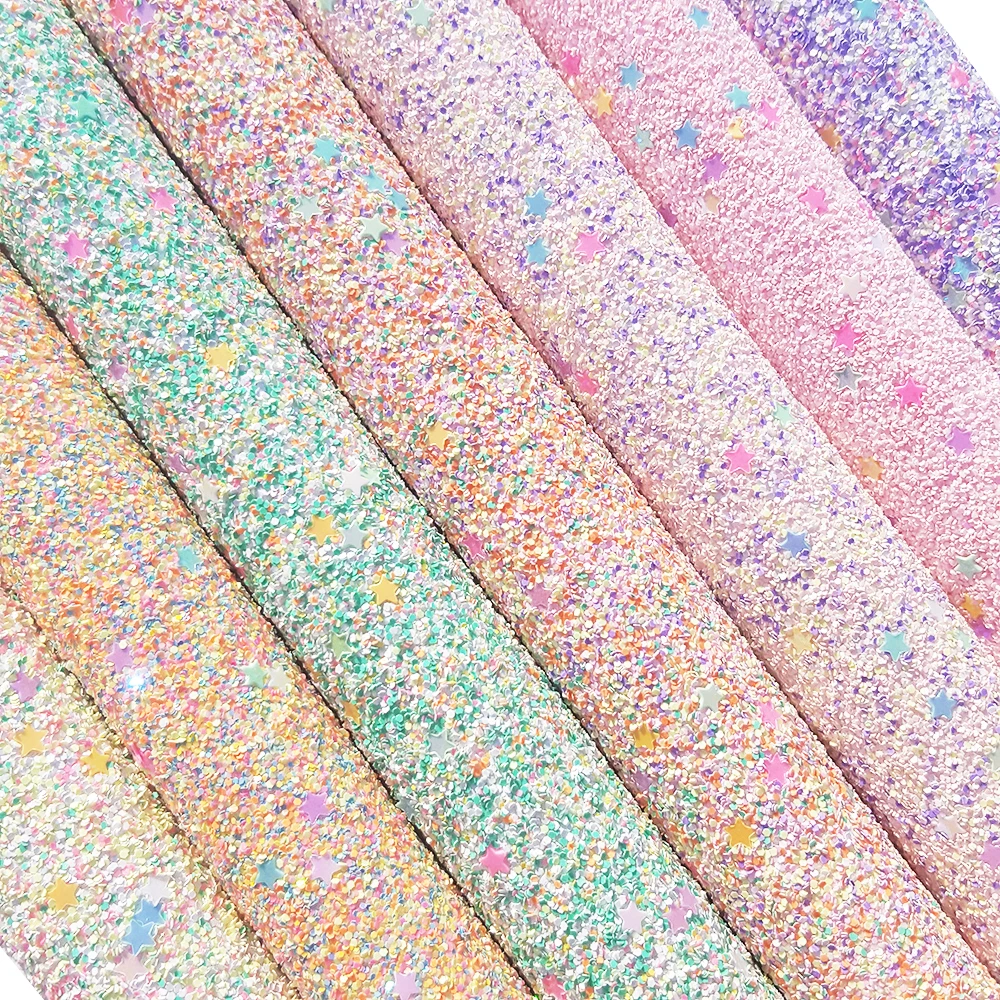 QIBU 20*120cm Chunky Glitter Fabric Rolls Colorful Faux Leather Sheet Materials For Home Decoration DIY Hairbow Bags Accessories