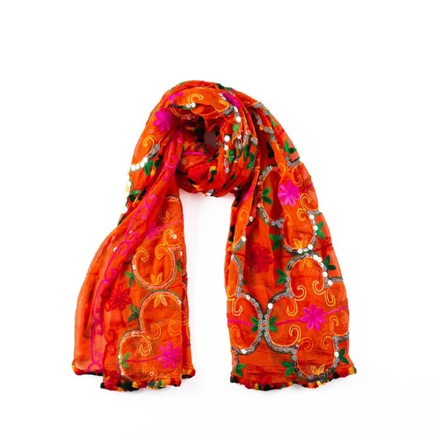 3 цвета, индийский сари, этнический стиль, Женский сари шарф на весенне-летний сезон, красивая удобная шаль с вышивкой