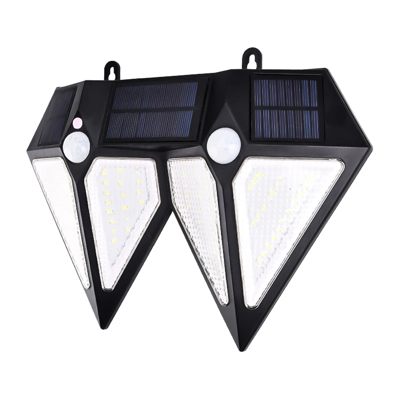 80LED 2 in 1 solar light Outdoor Waterproof 4-side Rhombus Solar Sunlight Powered Lamp Motion Sensor wall light for Garden Decor - Испускаемый цвет: 80LED