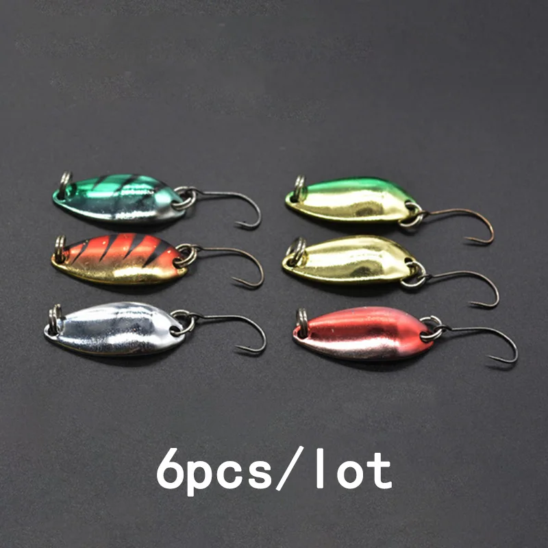 OUTKIT 6 шт./лот 3g 3.cm рыболовные снасти приманка металлическая ложка для рыбалки приманка для форели бас ложки маленькие жесткие пайетки Спиннер ложка - Цвет: 6pcs
