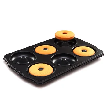 

6 Holes Biscuits DIY Doughnut Baking Tin Kitchen Supplies Durable Heat Resistant Non-stick Easy Clean Carbon Steel Cookie Mold