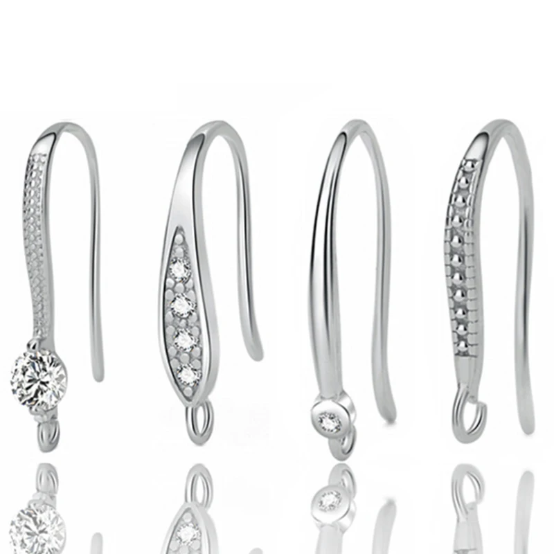 Серьги из серебра 925 пробы с инкрустацией фианита|Ювелирная фурнитура и