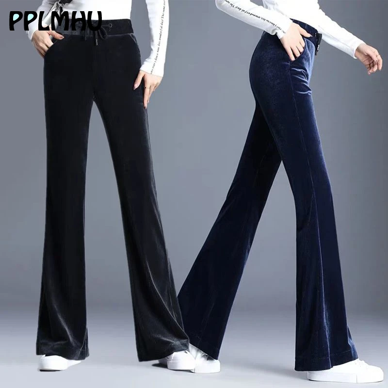 plus size velvet flare pants