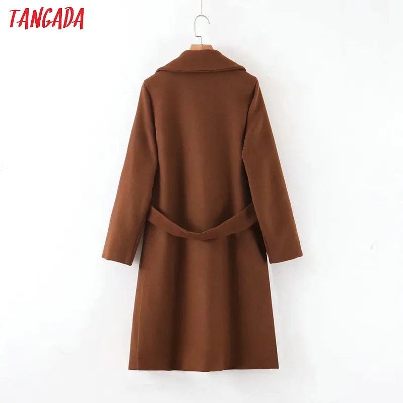 Tangada, женские плотные пальто, куртка с длинным рукавом, карман, для офиса, для девушек, элегантное, осень, зима, пальто 3Z78