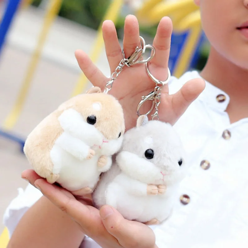 

New Cartoon Pompom rat Key Chains Cute Plush mouse Fluffy bag Keychain kids toy Girls Jewelry Pendant Keyring gifts porte clef