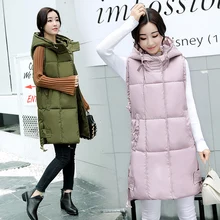 BJCJWF новая брендовая зимняя женская куртка ветрозащитный Теплый длинный хлопковый жилет Повседневный без рукавов с капюшоном femme пальто veste