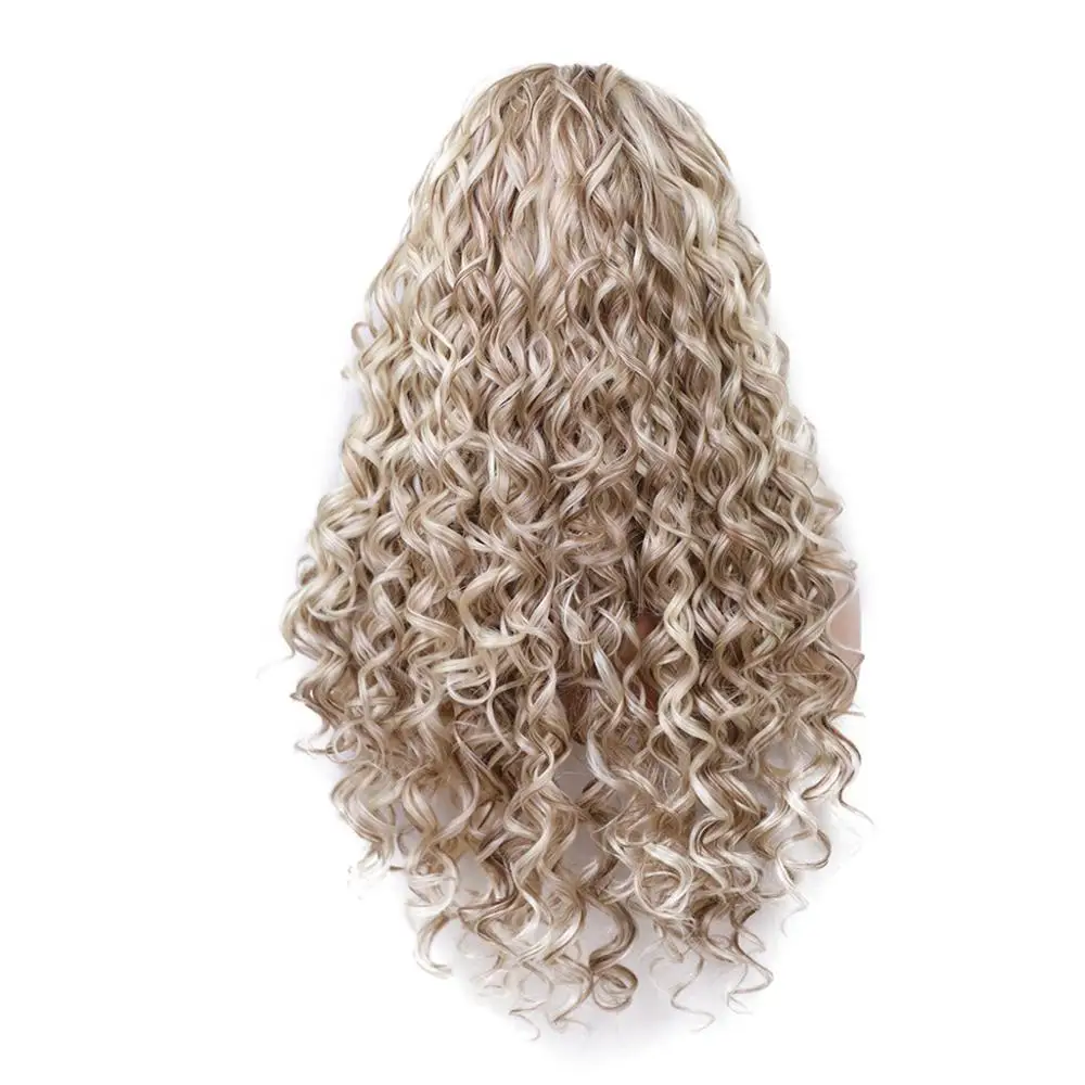 BL66002-613-30 TINY LANA Brown Blonde Color Kinky Curly Wigs for White Women Synthetic African Fluffy Hair High Temperature Fiber Lace Front - Цвет: BL66002-613-30