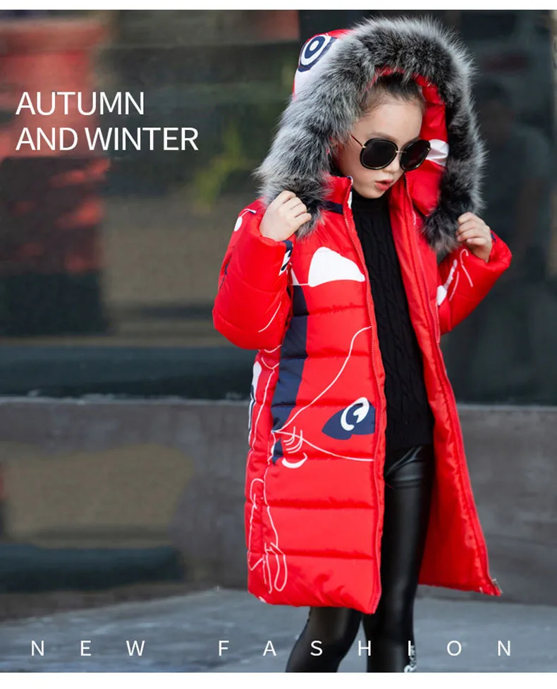 Kids Winter Jacket For Girls 2019 Fashion Brand Girl Down Jacket Warm Child Down Parkas Coat 4 5 6 7 8 9 10 11 12 13 14 Years