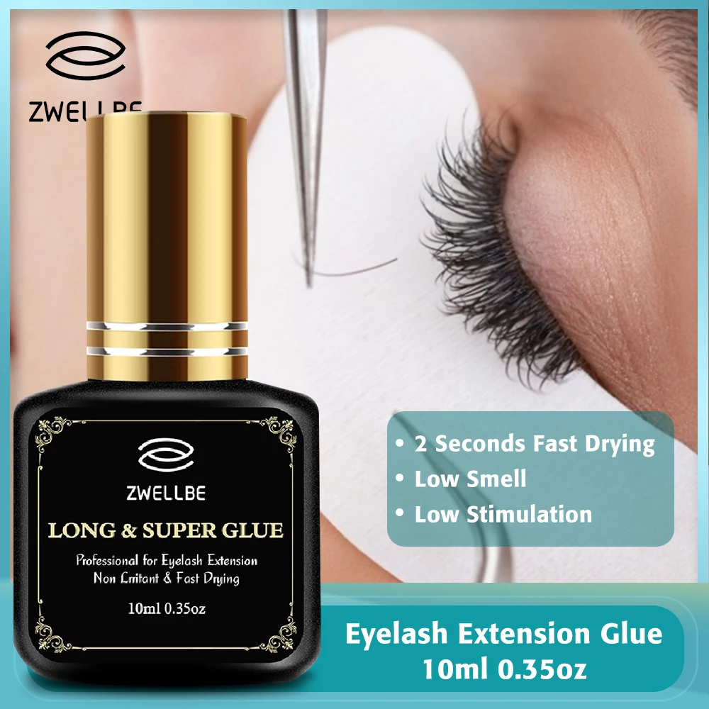 8/10ml Lash Glue Black Eyelash Extension Waterproof Strong Adhesive 1-2 Seconds Fast Drying Low Smell Retention Long Last