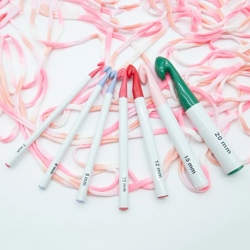 7pcs/set Colorful Plastic Handle Crochet Hooks Knitting Needles Sweater Yarn Wea C63B | Дом и сад