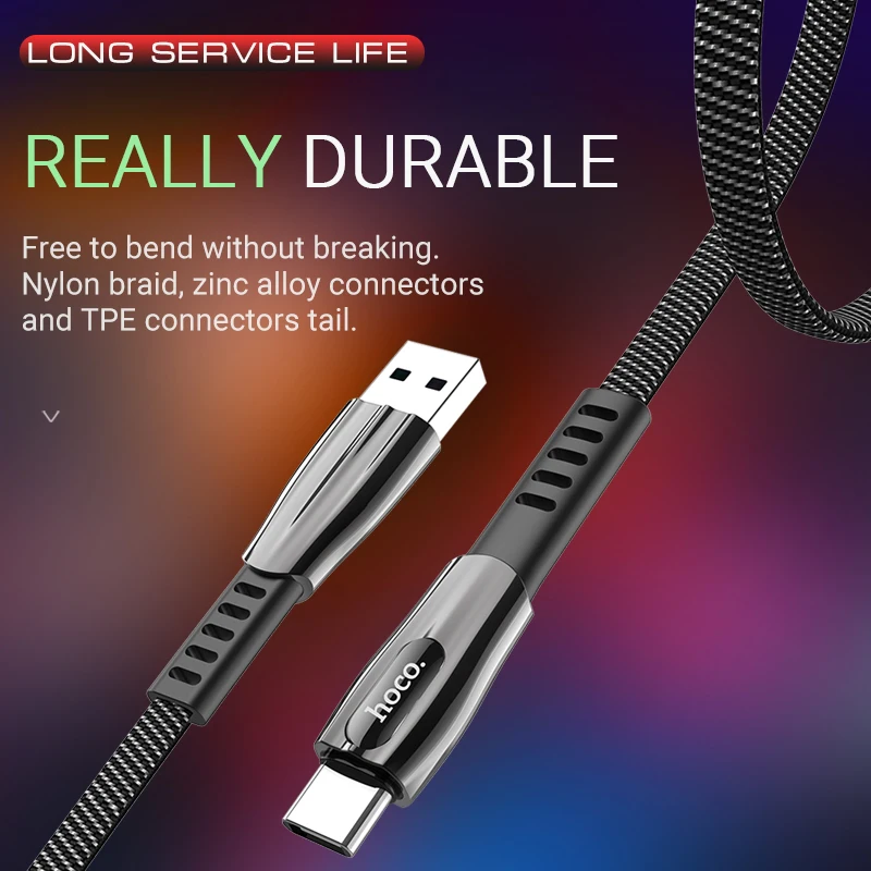 hoco type c USB кабель для зарядки и передачи данных usb c плоский кабель нейлоновая оплетка цинковый сплав 2.4a юсби си зарядник для xiaomi samsung провод тайп си быстрая зарядка для ксяоми сяоми шнурок для самсунг