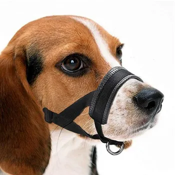 Dog Muzzle Prevent from Biting Barking and Chewing Adjustable Loop Dog Head Collar No Pull Bite Straps Training Leash Leader 1