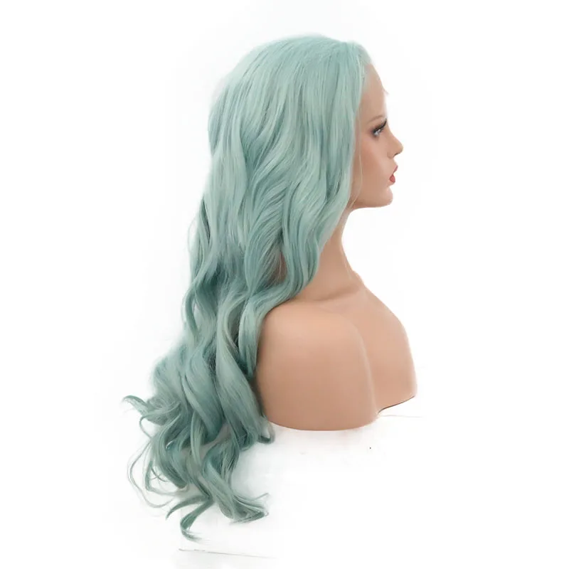 Харизма мятно-зеленый волнистый парик для женщин термостойкие Glueless синтетические парики на кружеве с боковой частью Косплей парики