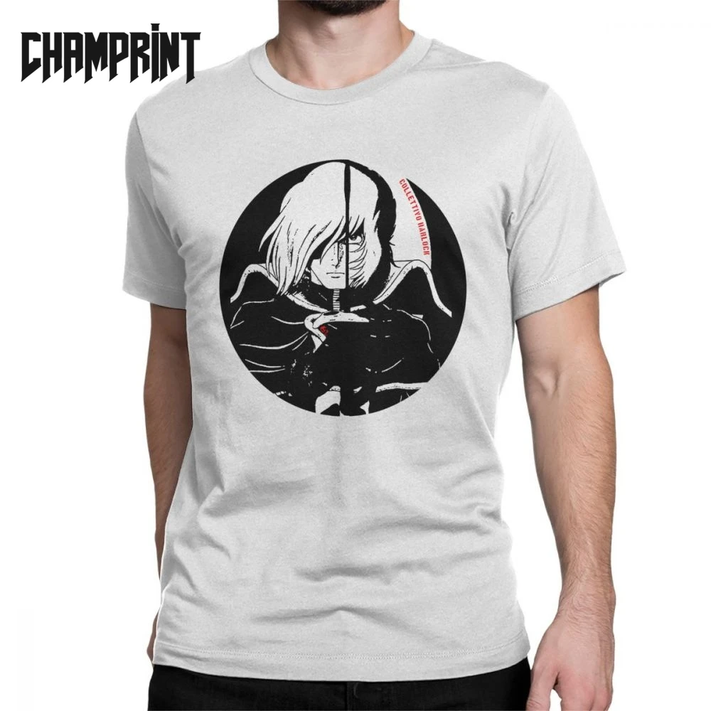 Men Phantom Space Pirate Captain Harlock T Shirts Manga Arcadia Anime Pure Cotton Top Short Sleeve Tee Shirt New Arrival T-Shirt |