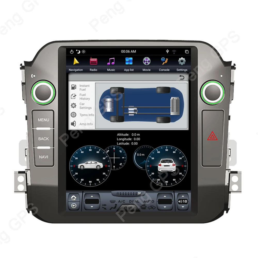 Top Android 8.1 Radio GPS Navigation for Kia Sportage R 2010-2015 Tesla Vertical 10.4" Screen PX-6 6 Core Car Multimedia DVD Player 5