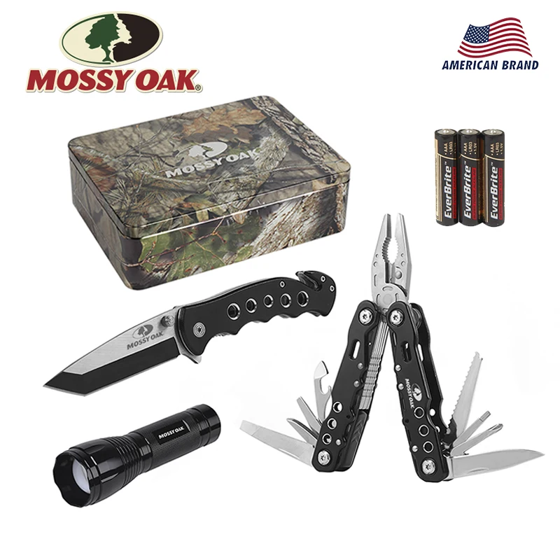 Mossy Oak 3 шт. многофункциональные плоскогубцы складной карманный нож светодиодный