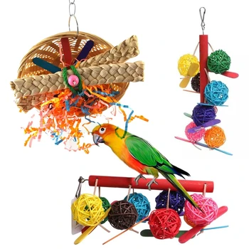 

3 Pcs Parrot Swing Climbing Bird Nest Toy Desktop Stand Playground Training Platform Hanging Cage Decoration Bird Grind