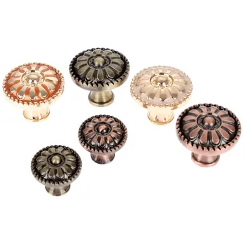 1set Alloy Furniture Cabinet Knobs Flower Handles Cupboard Drawer Wardrobe Kitchen Door Pull Antique Bronze Red Brass wscrew