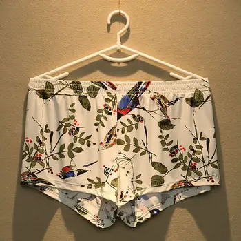 

Men's Cool Homewear Loose boxer shorts men Ice silk Printed calzoncillo hombre Home Underwear Sleep Pant