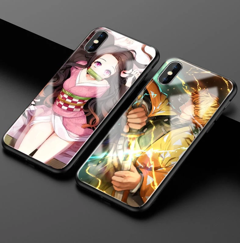 Kamado Nezuko Kimetsu no Yaiba Demon Slayer чехол для телефона из закаленного стекла для iphone 6/6s 6plus 7/8 X, XS, XR, XSMax