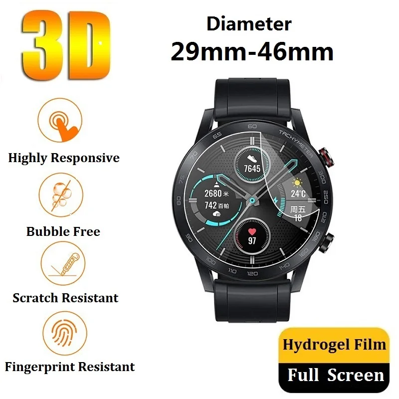 3D Hydrogel Protective Film for Smartwatch Smart Watch Screen Protector Round Diameter 33 35 37 39 42 mm 29-46mm Foil | Электроника