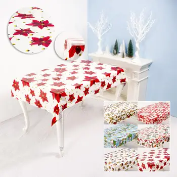 

Christmas Disposable Tablecloth Cartoon Santa Elk Bell Printed Party Tablecover Decoration Decor Personality Table Cloth Cover