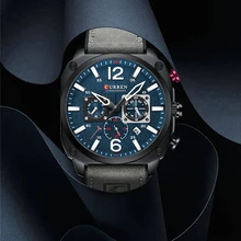 Curren Hardlex Reloj de pulsera para hombre, de cuarzo, resistente al agua, informal, seis manos