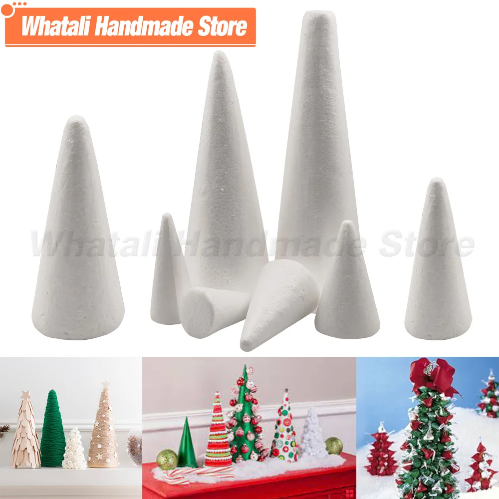 thumbnail image 1 of Cono de poliestireno expandido para Navidad, cono de espuma plano para fiestas, celebraciones, festivales, decoraciones, artesanía hecha a mano, accesorio de bricolaje, 1 of 4