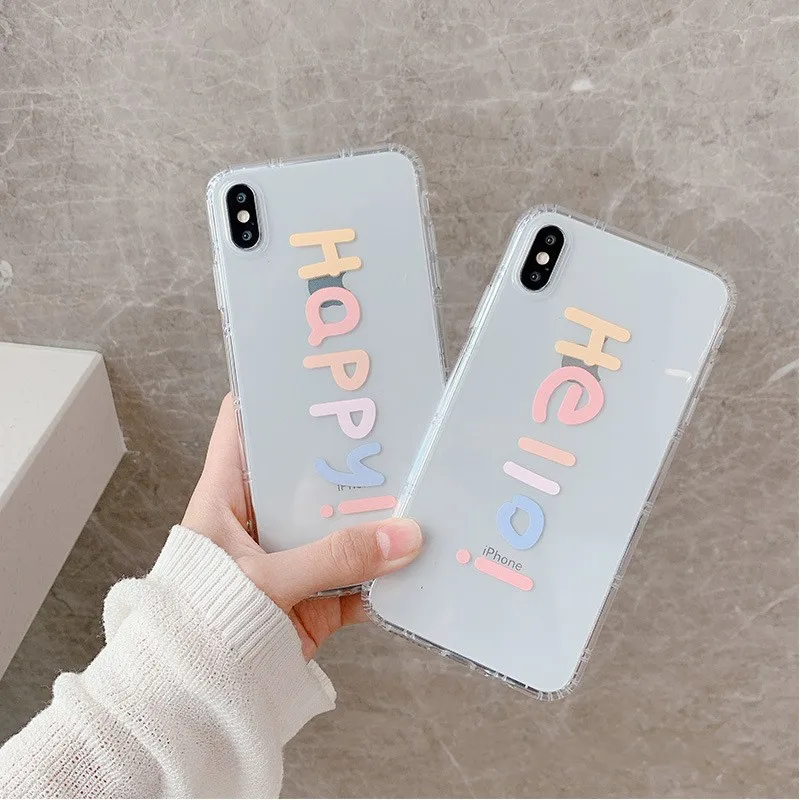 

For Iphone 7 8 Plus 6s Color Gradient Text Pattern Phone Case For IPhone X XS 7 8 Plus 6 6S Soft And Transparent TPU Cover Cas