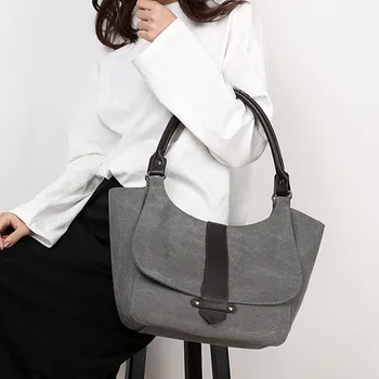 

2020 Women's Canvas Handbags Simple Cloth Bag Canvas Shoulder Bag Tote Reusable Shoulder Bag Large Capacity Handle Bag Bolsa