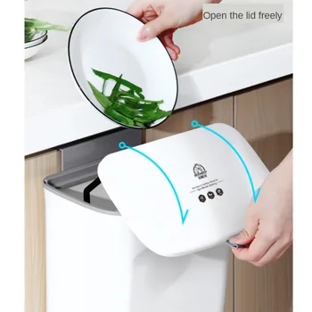 

7L/9L/10L Trash Can Wall Mounted with Cover Trash Kitchen Garbage Bin Toilet Living Room Hanging Creative Kitchen Trash Bin