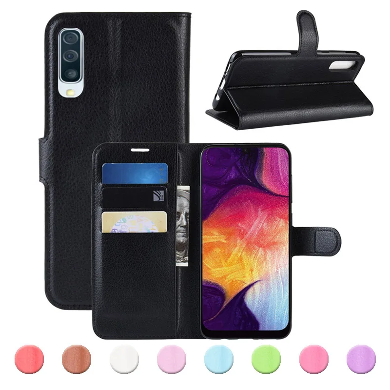 Кожаный чехол для samsung Galaxy A20 A2 Core A20E флип личи шаблон кожи + силиконовый кошелек A 20