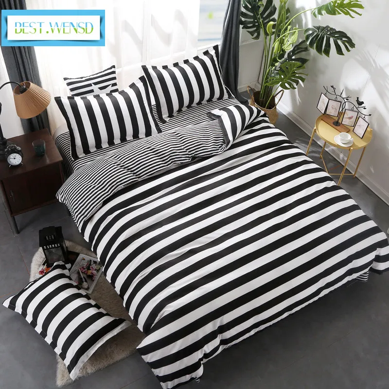 Precioso para El propietario Juego de ropa de cama de algodón egipcio con rayas blancas y negras, juego  de edredón de estilo moderno y Simple, 3/4 piezas - AliExpress Hogar y  jardín