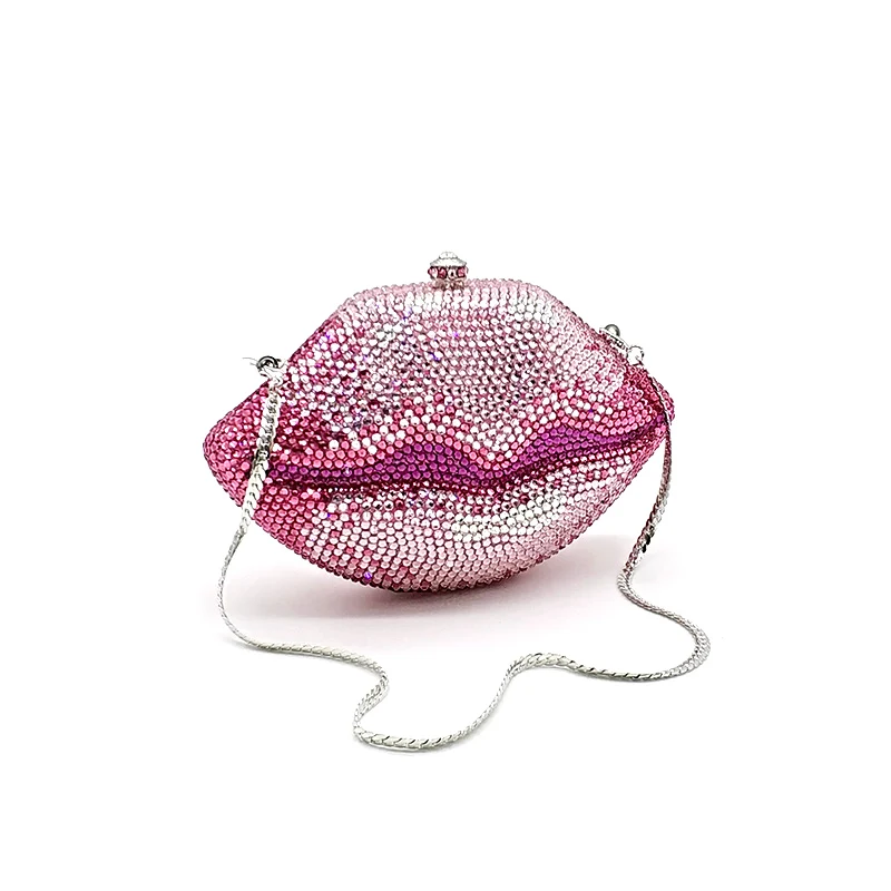 Classical Bridal wedding party purses women evening party sexy hot lip diamonds full crystal clutches purses