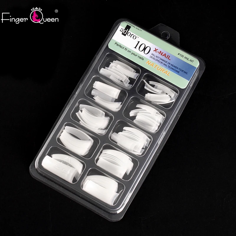 Fingerqueen 100/шт+ коробка для ногтей половинные французские накладные ногти для дизайна ногтей акриловый УФ гель маникюрный наконечник F-4