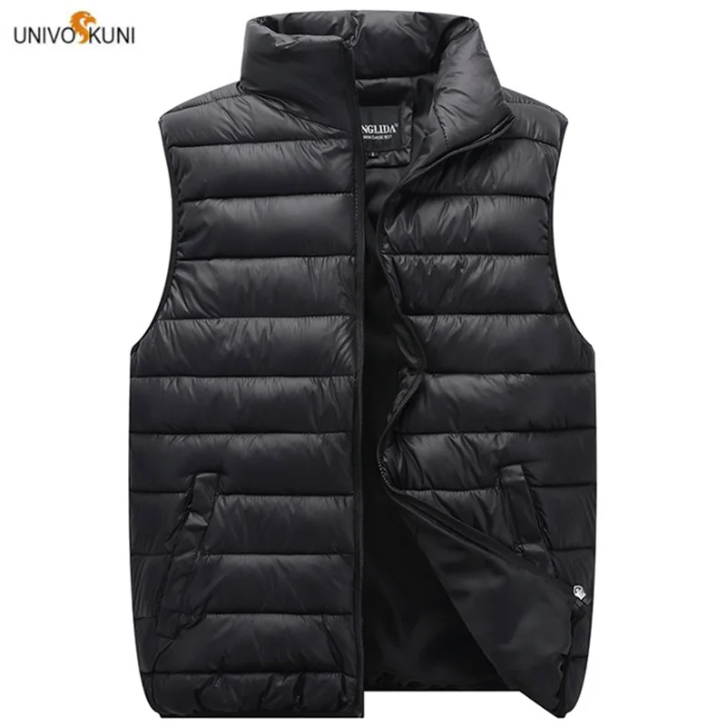UNIVOS KUNI 2019 Men Warm Vest Soild Color Padded Fashion Design Loose Couple Women Male Autumn Winter Big Size 5XL J604 | Мужская