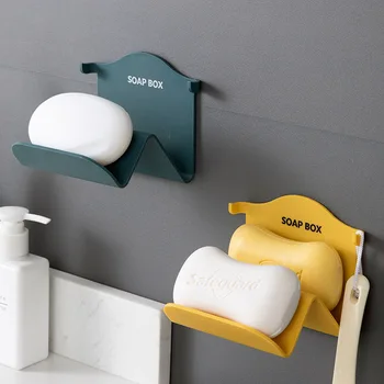 

Wall mounted soap box, traceless back, non perforated soap box, Japanese drain soap tray, bathroom dual purpose shelf