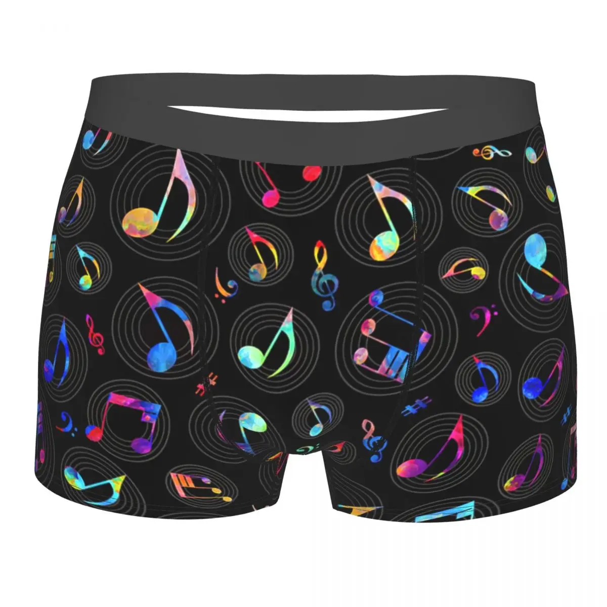 Music Pattern - Painted Color On Black Underpants Breathbale Panties Male Underwear Print Shorts Boxer Briefs digizulu guitar cable 6 35mm 1 4 ts mono male to male for guitar bass mixer amplifier pro audio music instrument cord