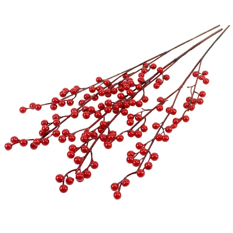 Креативные искусственные ягоды ветка пластиковый лист декоративные искусственные цветы ягоды красное растение Новогоднее Рождественское украшение