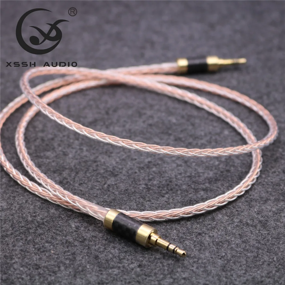 XSSH Audio DIY OCC 7n Copper Silver Mixed OFC copper conductor headphone Earphone 3 5 to 3 5 Car Aux 3 5mm Audio cable Cord