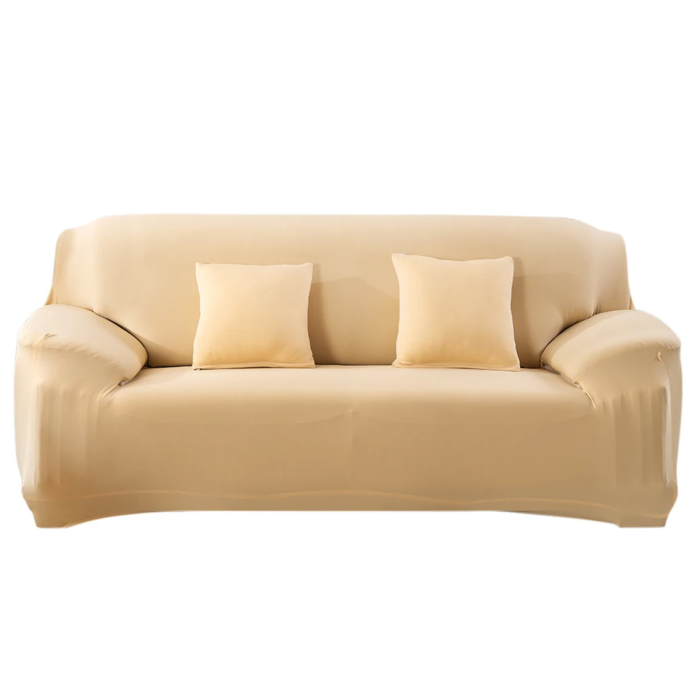 3 Seaters Beige Polyester Sofa Covers For Living Room Spandex Stretch Sofa Cover Strapless Slipcover Removable Washable Sofa Cover Elastic - Цвет: 3 Seaters Beige