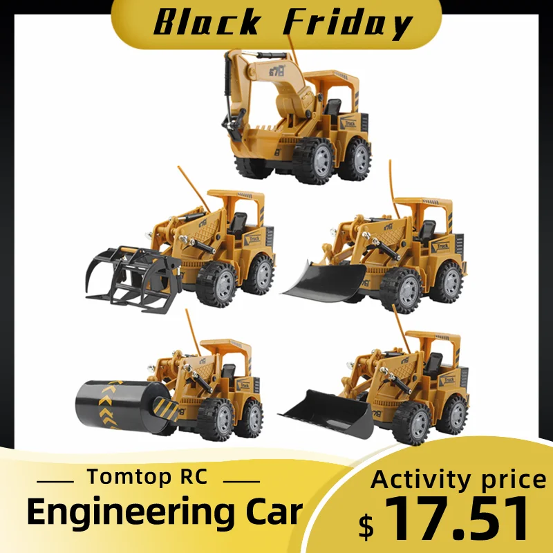 

RC Shovel Loader RC Road Roller RC Bulldozer RC Timber Grab Crawler RC Excavator Comble Set Engineering Car RC Toys For Kids