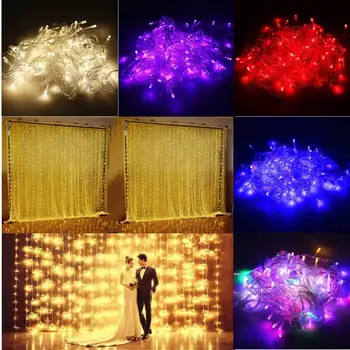 

300LEDs Window Curtain Icicle Lights String Fairy Light Wedding Party Christmas Home Decor US ES AU UK Plug