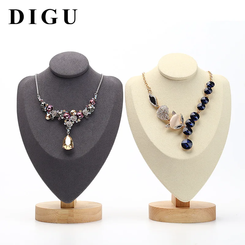 Solid wood Korean creative jewelry portrait neck props, jewelry necklace shelf, wooden jewelry display stand