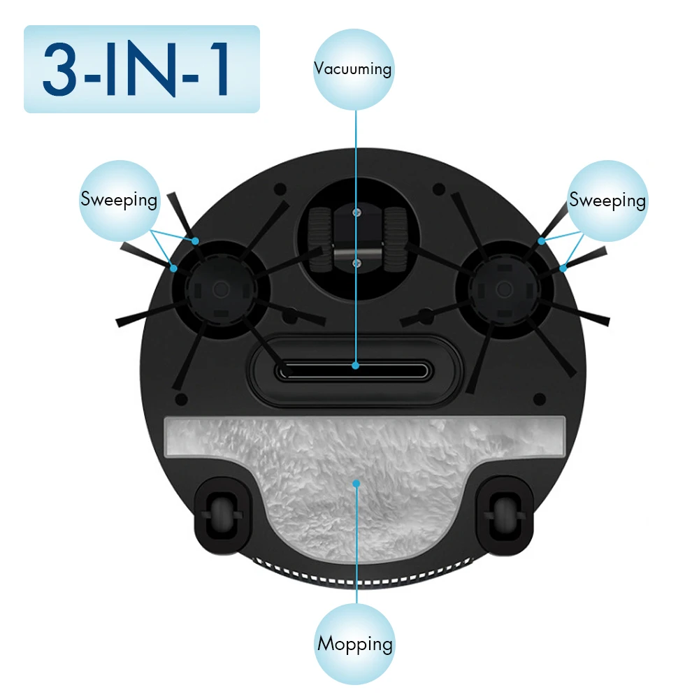 3in1 Smart Robot Vacuum Cleaner for Home Office Sweeping Robot Sweep Suction Drag Machine 1200PA Wet Dry Vacuum Cleaner Sweeping