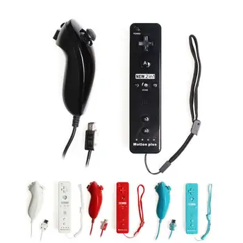 

2 in 1 Wireless Remote Controller Nunchuck Controller with Silicone Case Built In Precision Device for Nintendo Wii Game Console