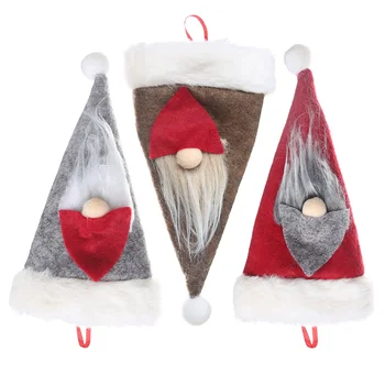 

3PCS Santa Gnome Knife Fork Decor Hat Xmas Dinner Table Decorations Supplies