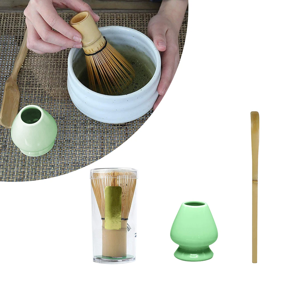 kit per cerimonie di tè giapponese supporto per frusta in ceramica set da tè giapponese Matcha Artcome frusta Matcha vassoio in bambù nero paletta tradizionale 10 pezzi ciotola Matcha 