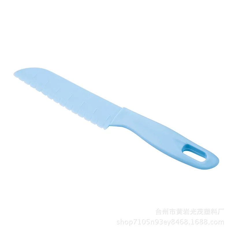 Light Blue Кухонный нож для хлеба, салата, для детей, шеф-повара, для малышей, нож для приготовления пищи, пластиковый нож для фруктов, безопасные детские ножи для очистки овощей, пилообразный резак - Цвет: Light Blue
