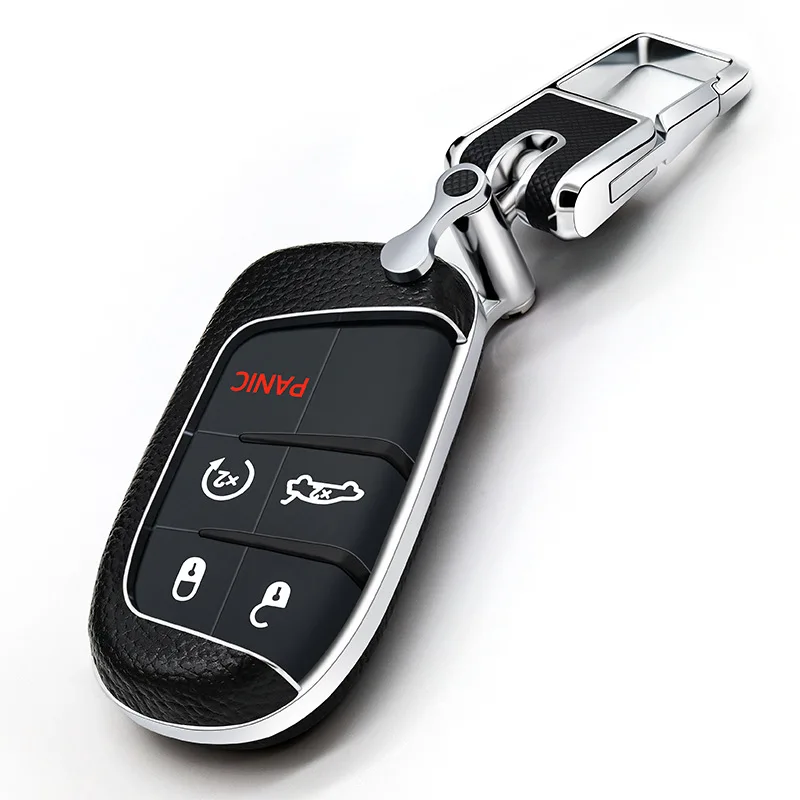 Leather Car Key Case Key Cover Key Shell For Dodge Journey Charger for Jeep Renegade Grand Cherokee for Chrysler 200 300